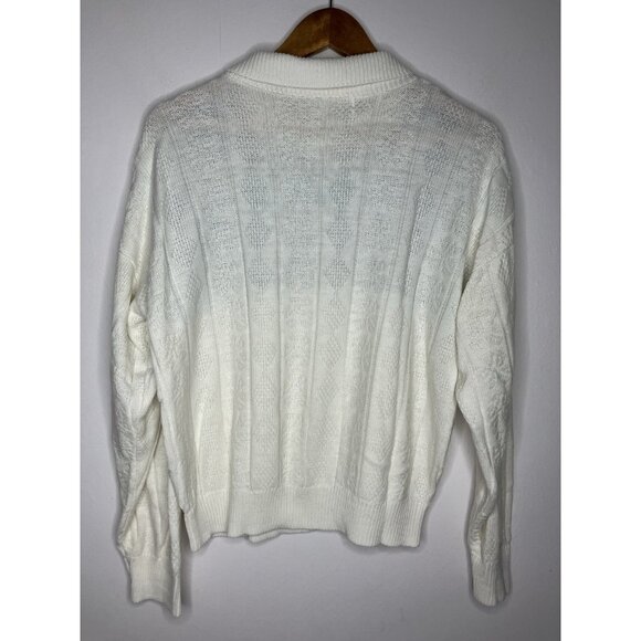 Vintage Floral Collared Sweater Women's Medium Cottagecore - Picture 8 of 9